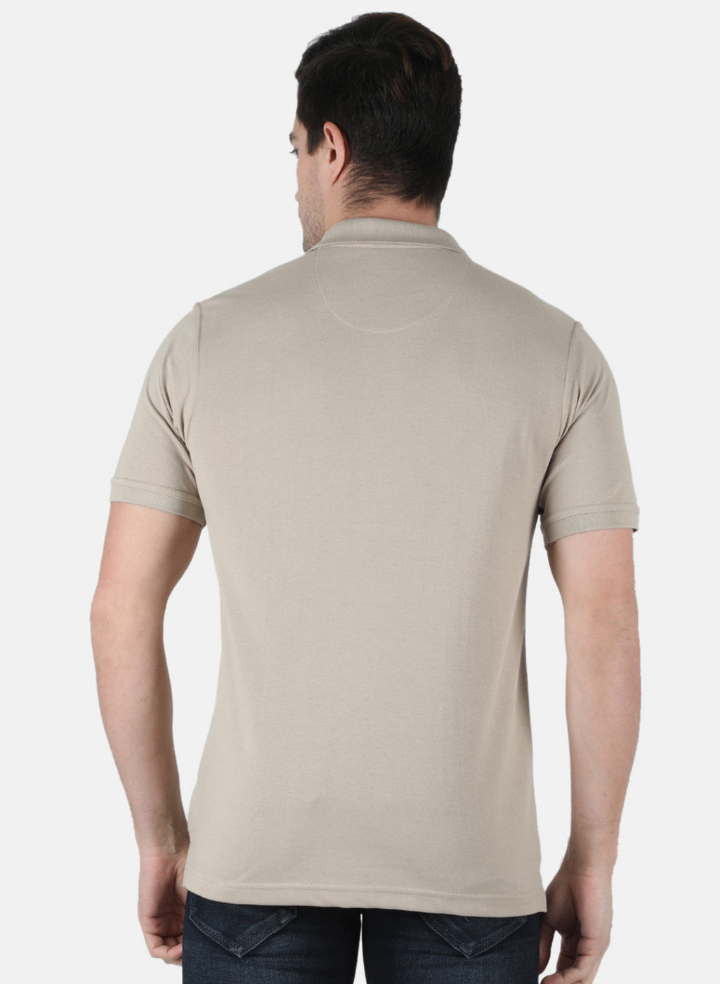 Men Beige Plain T-Shirt