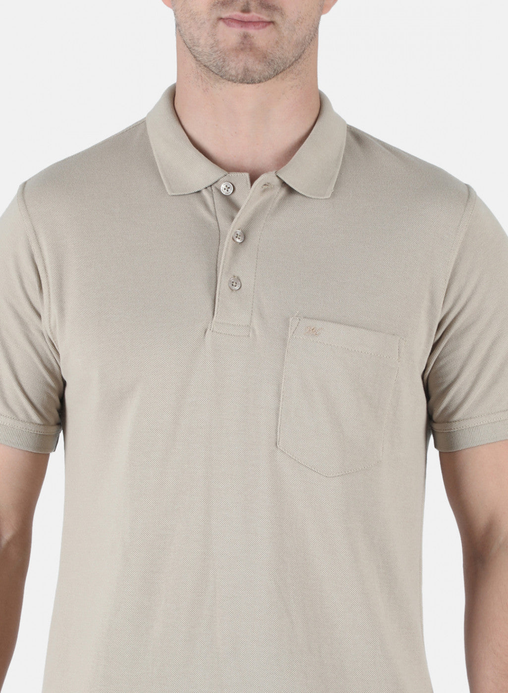 Men Beige Plain T-Shirt