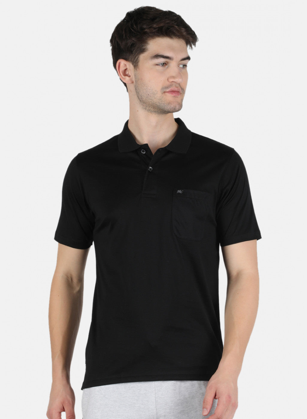 Men Black Plain T-Shirt