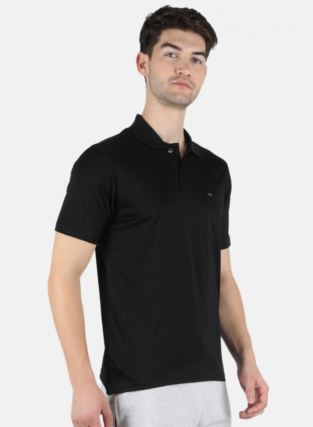 Men Black Plain T-Shirt