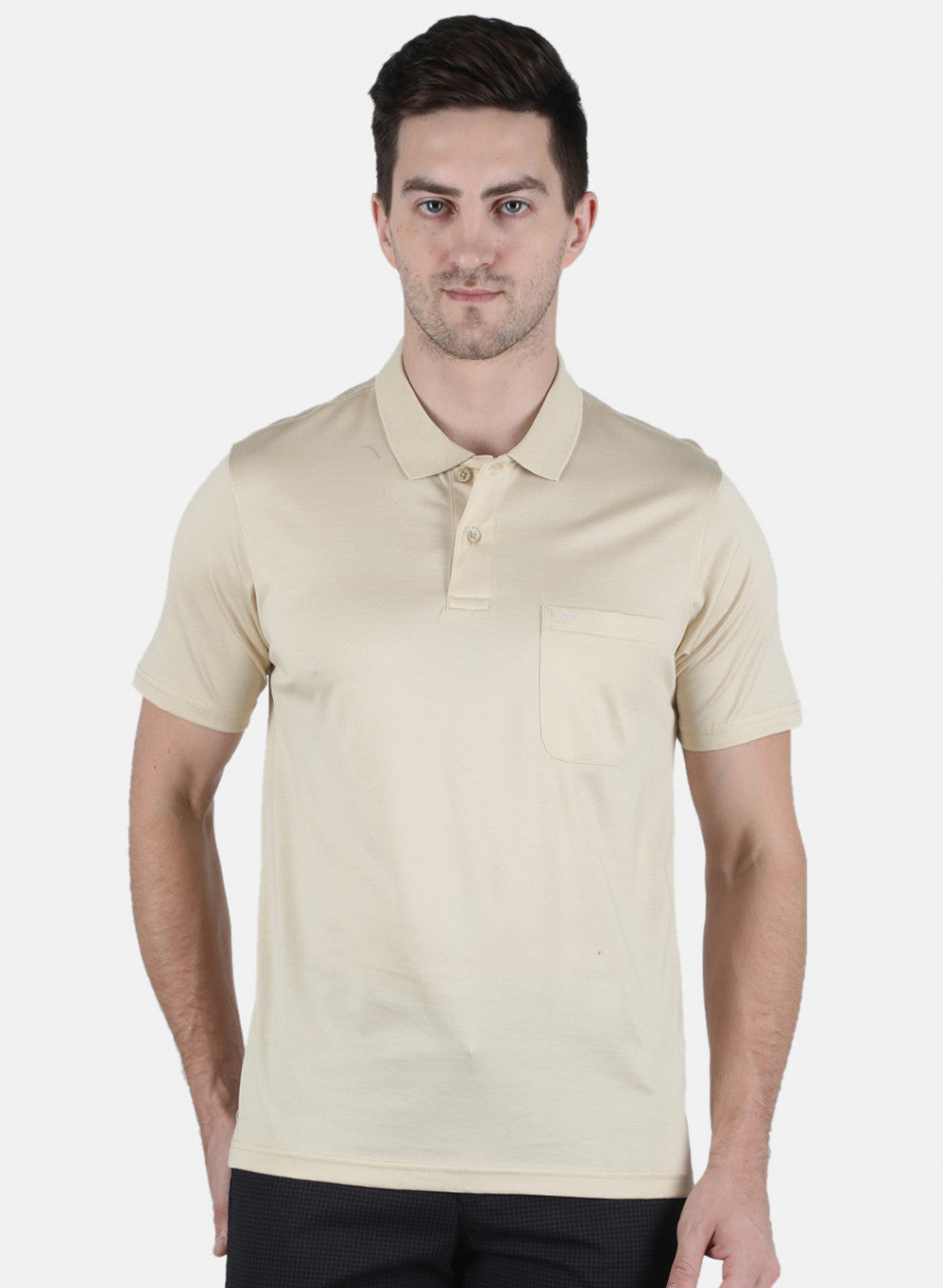 Men Beige Plain T-Shirt