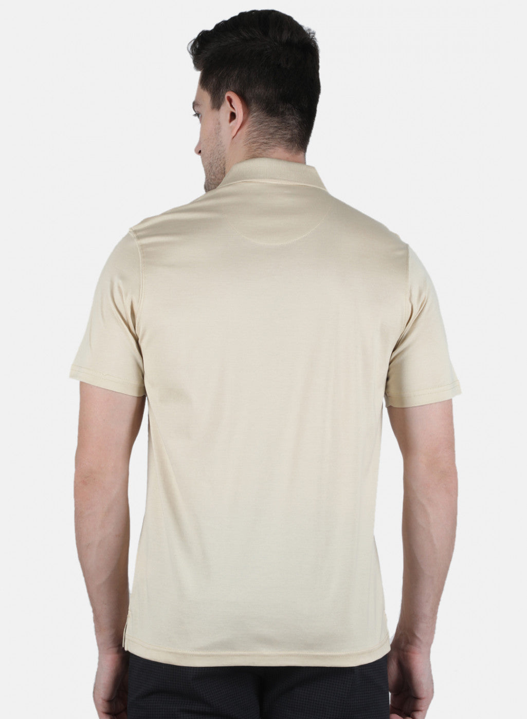 Men Beige Plain T-Shirt