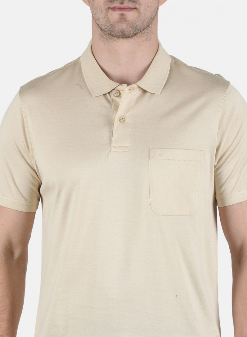 Men Beige Plain T-Shirt