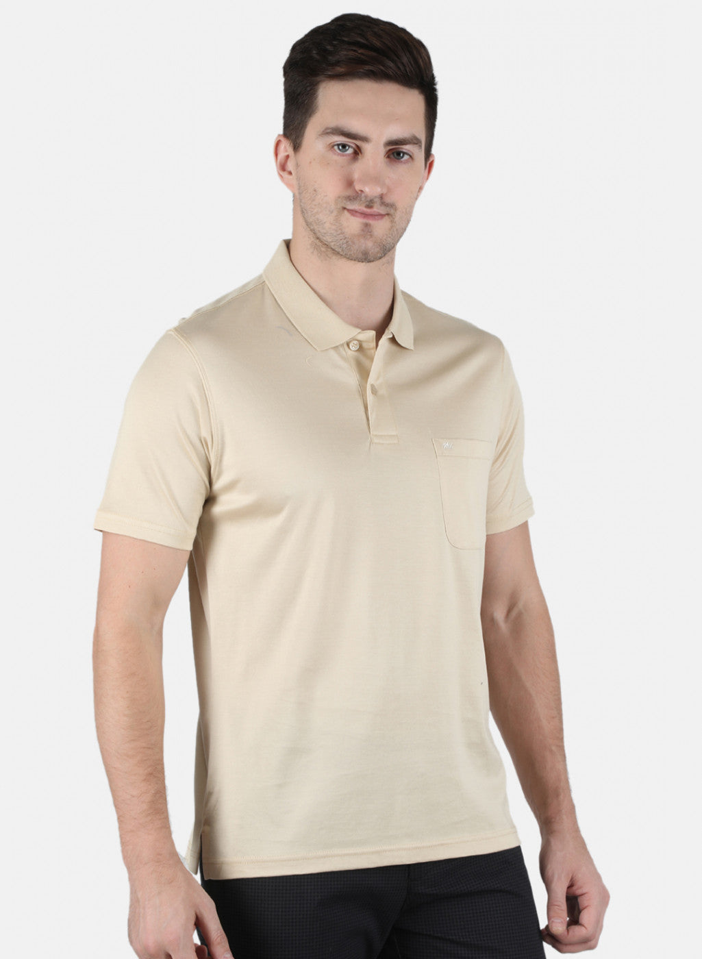 Men Beige Plain T-Shirt