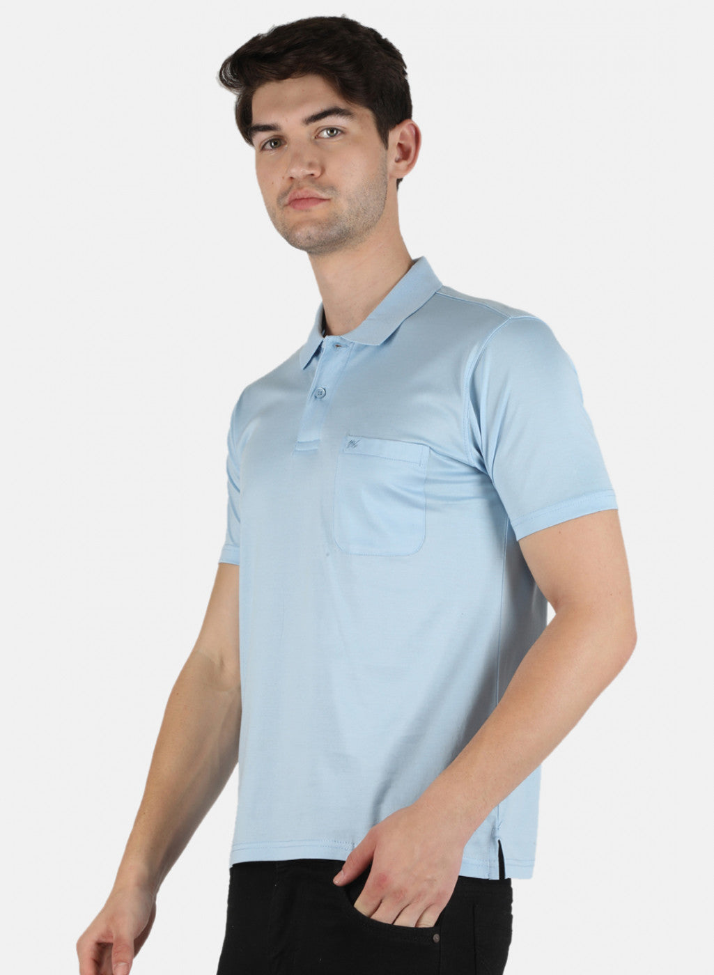 Men Blue Plain T-Shirt