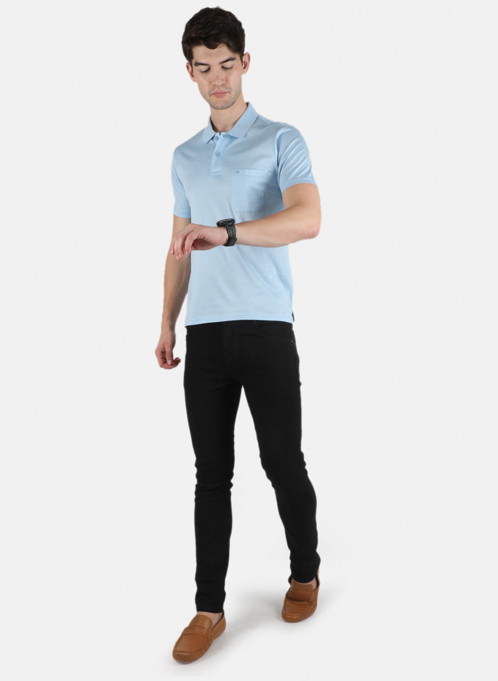 Men Blue Plain T-Shirt