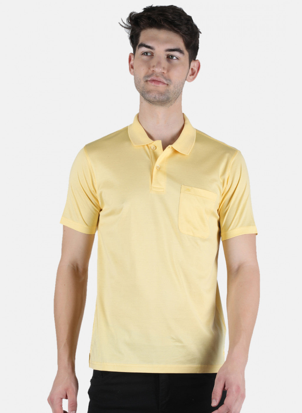 Men Yellow Plain T-Shirt