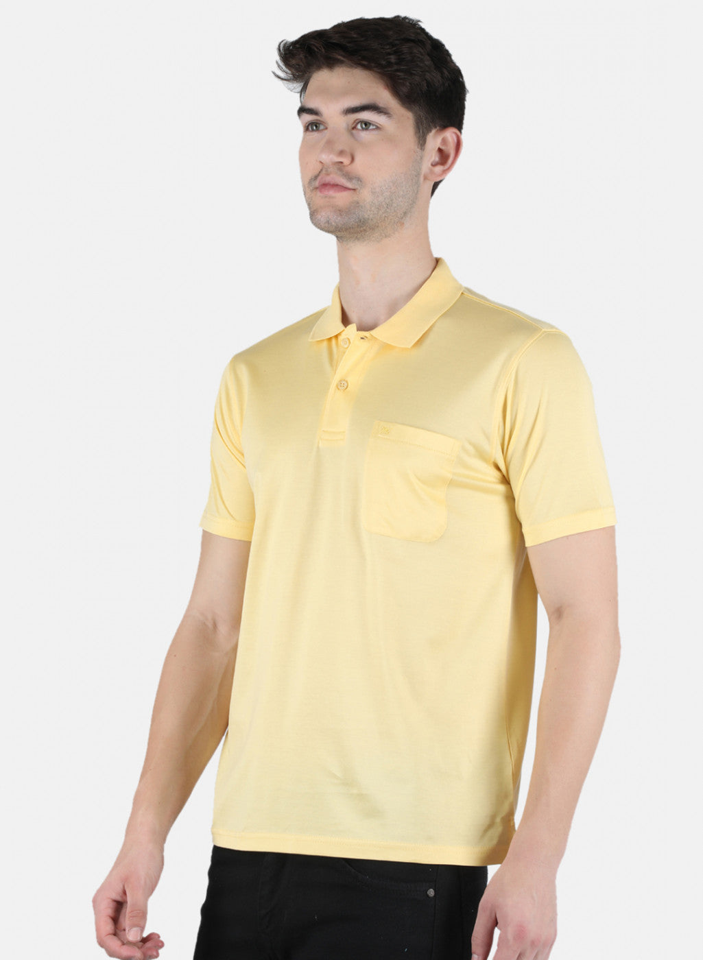 Men Yellow Plain T-Shirt