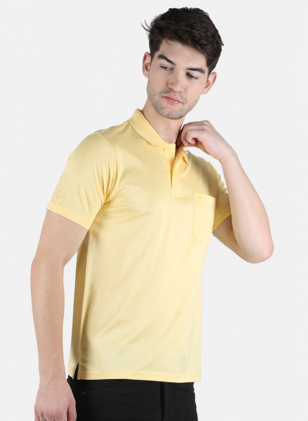 Men Yellow Plain T-Shirt