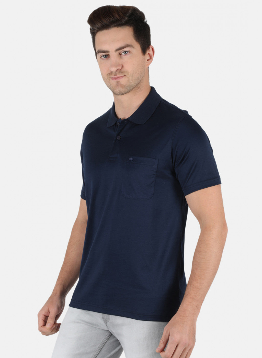 Men NAvy Blue Plain T-Shirt