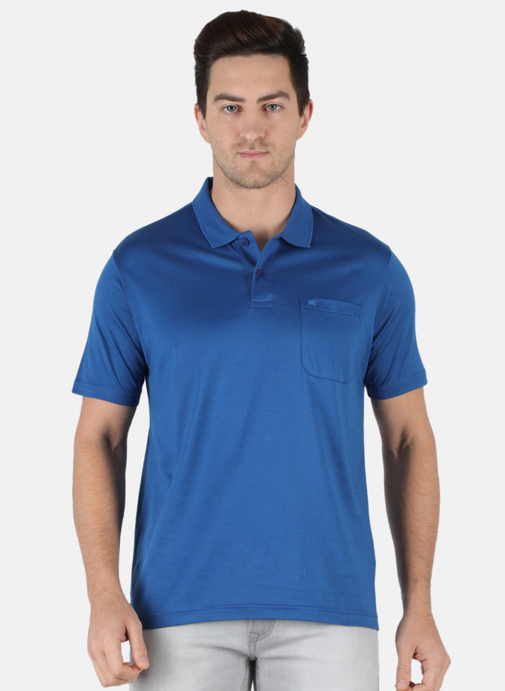 Men Blue Plain T-Shirt