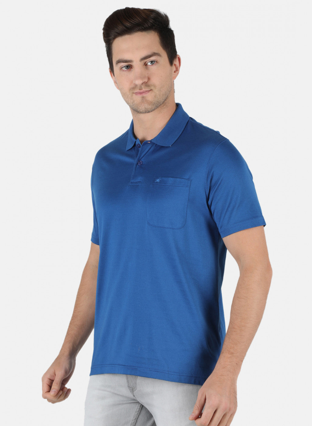 Men Blue Plain T-Shirt