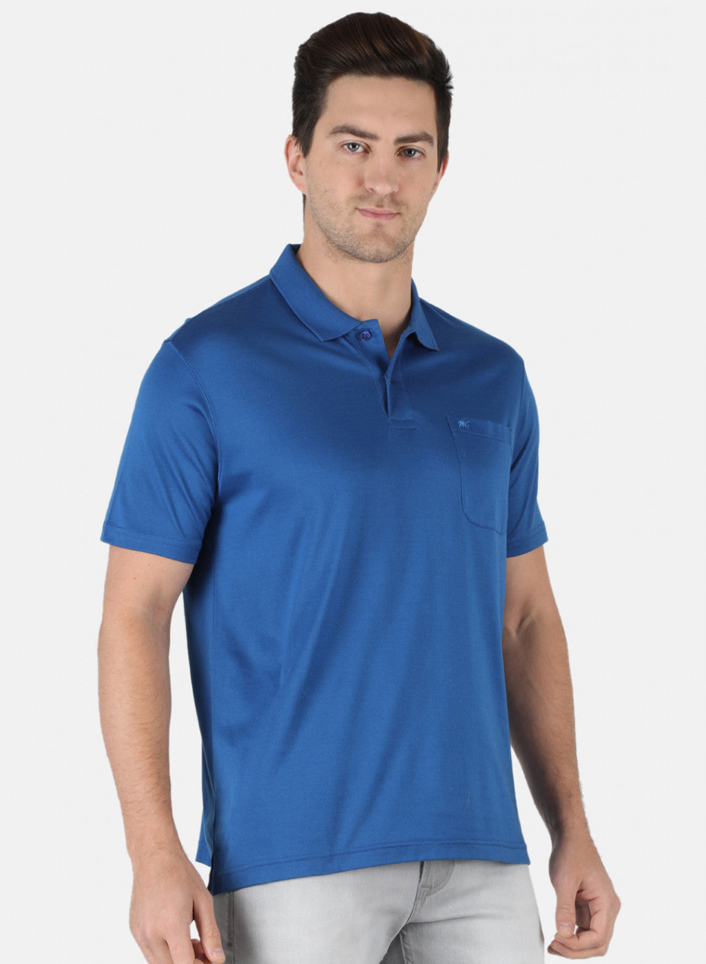 Men Blue Plain T-Shirt