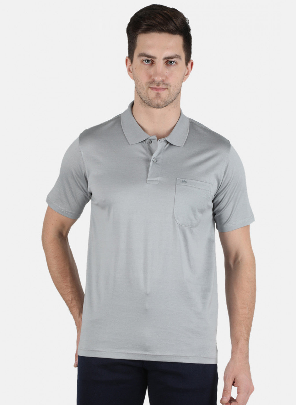 Men Grey Plain T-Shirt