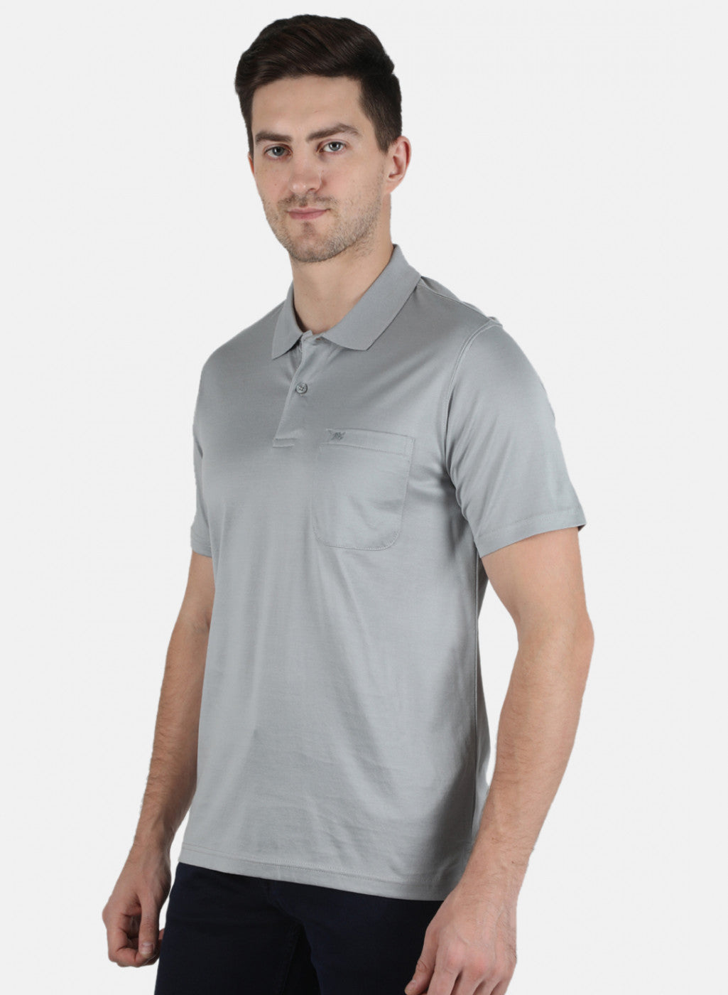 Men Grey Plain T-Shirt