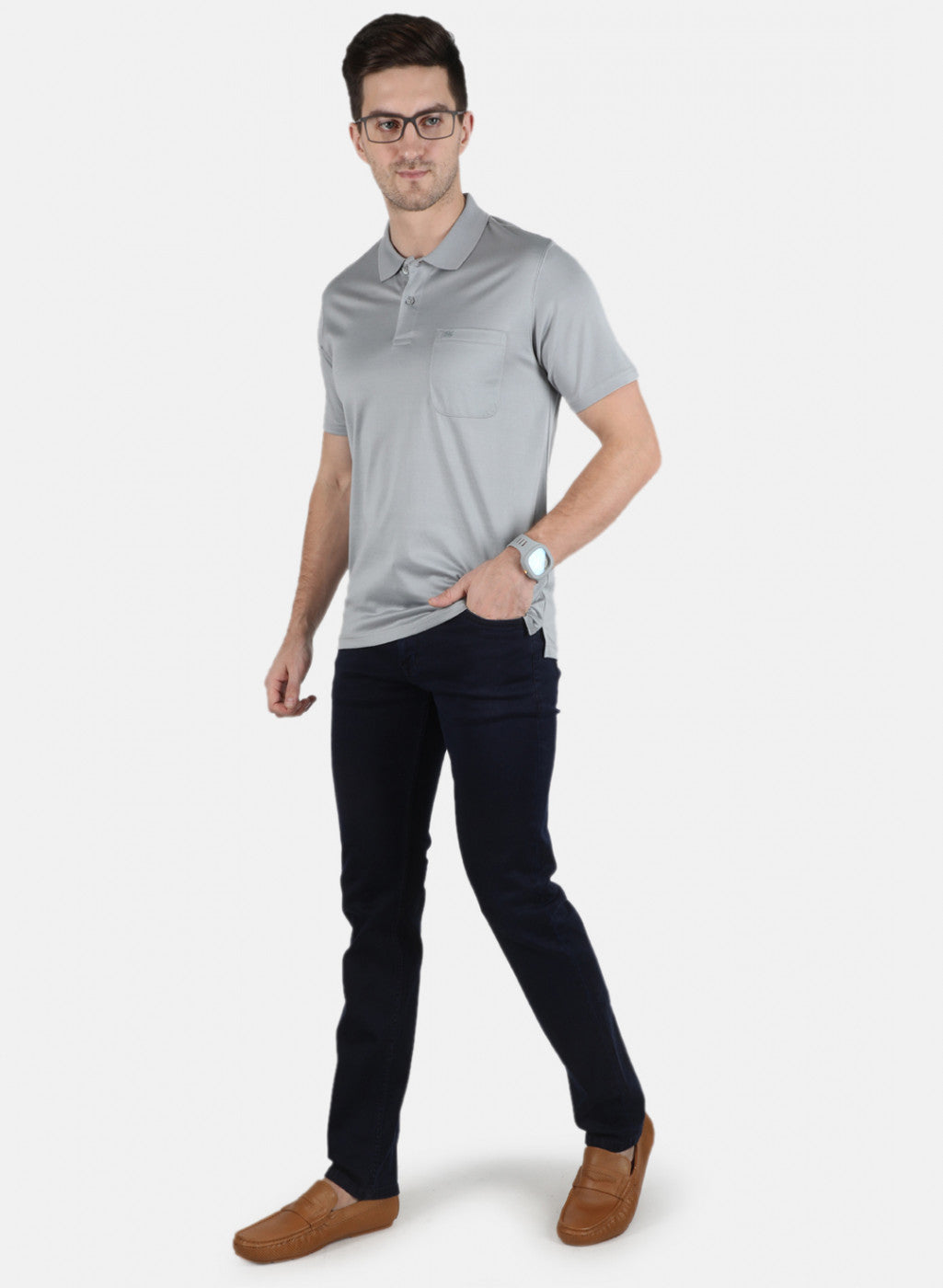 Men Grey Plain T-Shirt