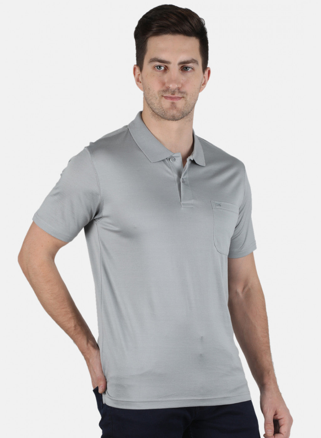 Men Grey Plain T-Shirt