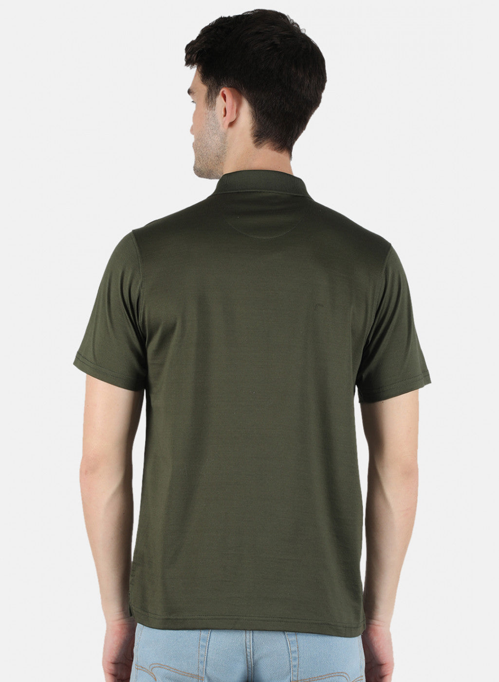 Men Olive Plain T-Shirt