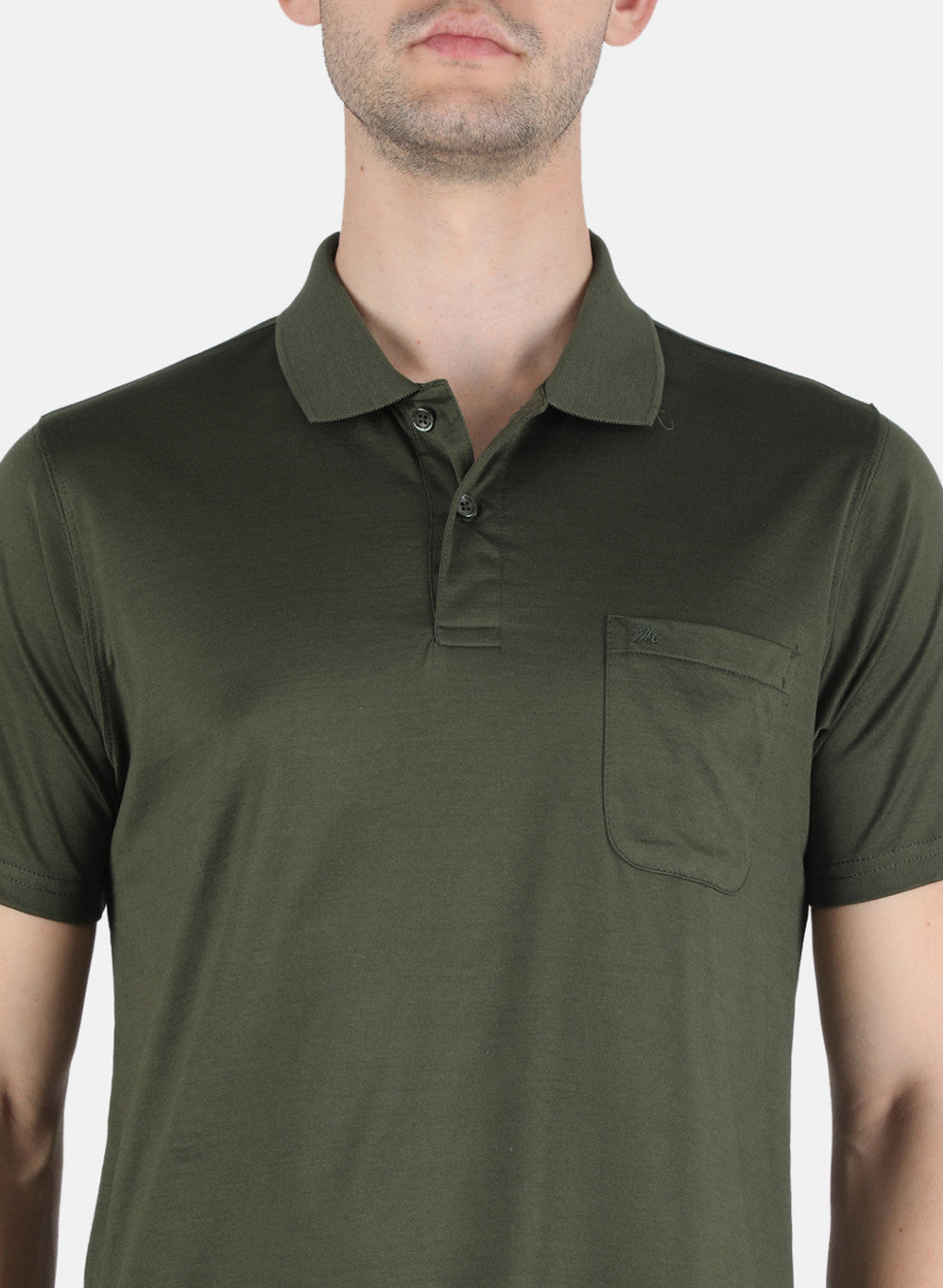 Men Olive Plain T-Shirt