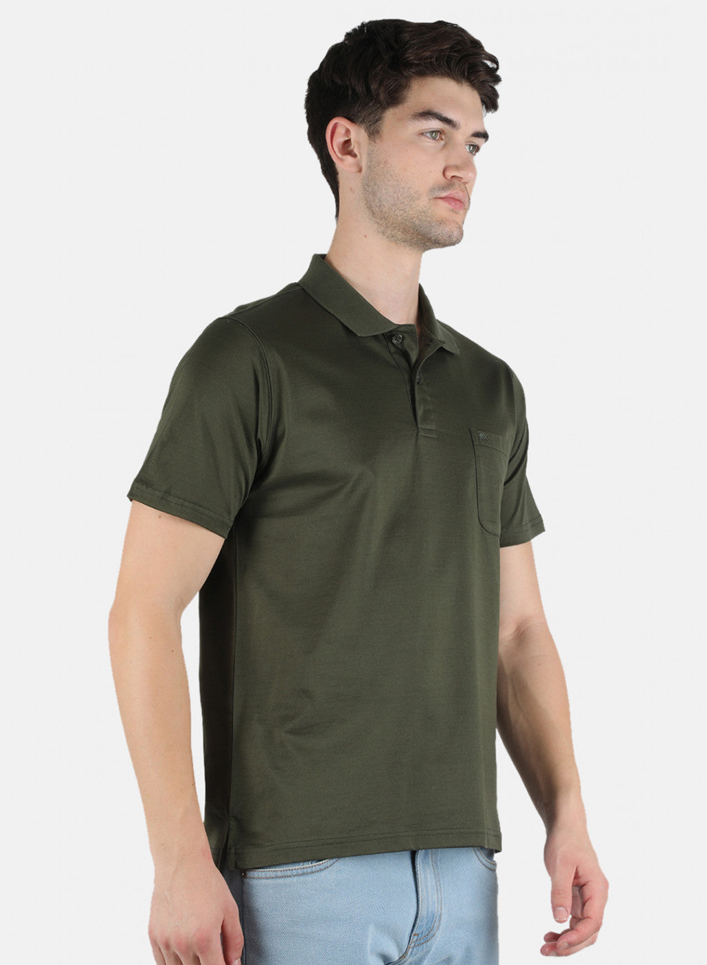 Men Olive Plain T-Shirt