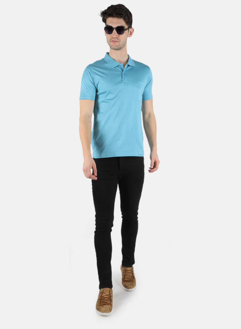 Men Blue Plain T-Shirt