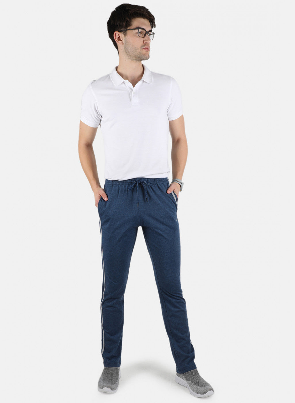 Men Blue Plain Lower