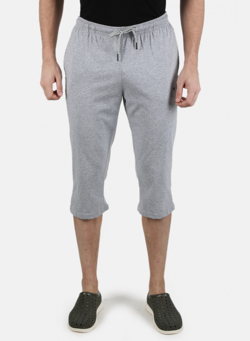 Men Grey Plain Capri