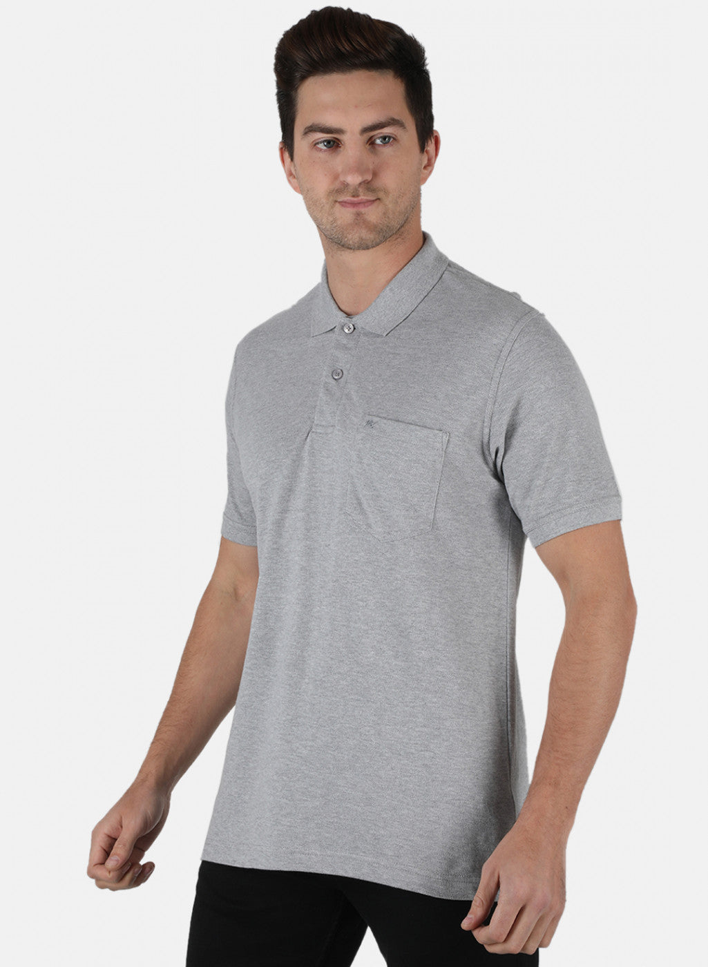 Men Grey Plain T-Shirt