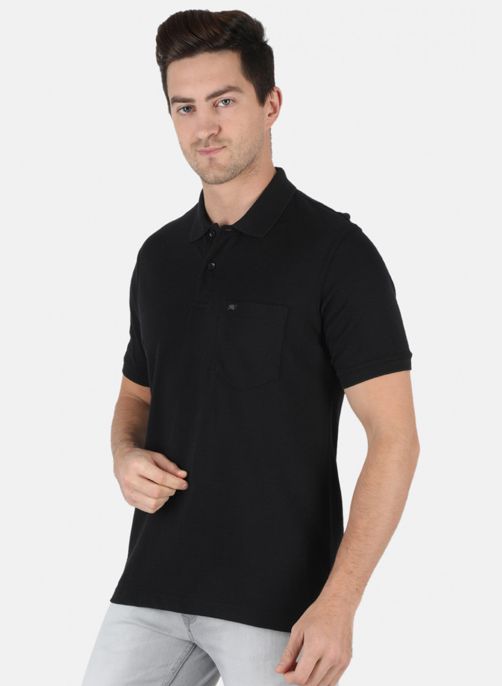 Men Black Plain T-Shirt