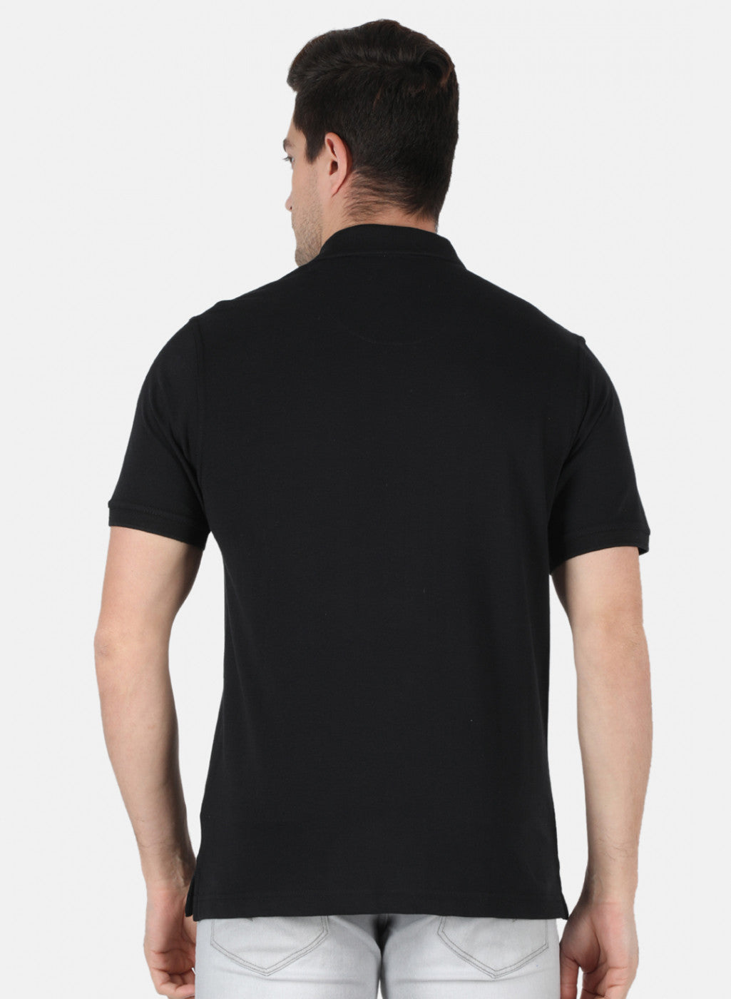 Men Black Plain T-Shirt