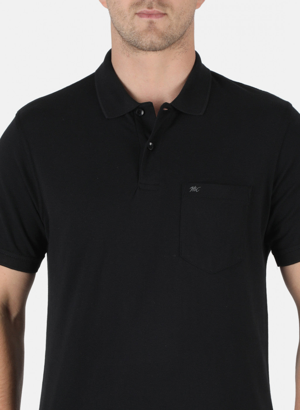 Men Black Plain T-Shirt