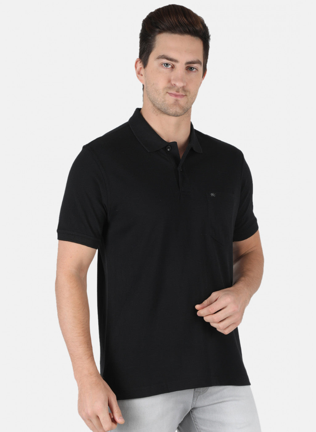 Men Black Plain T-Shirt