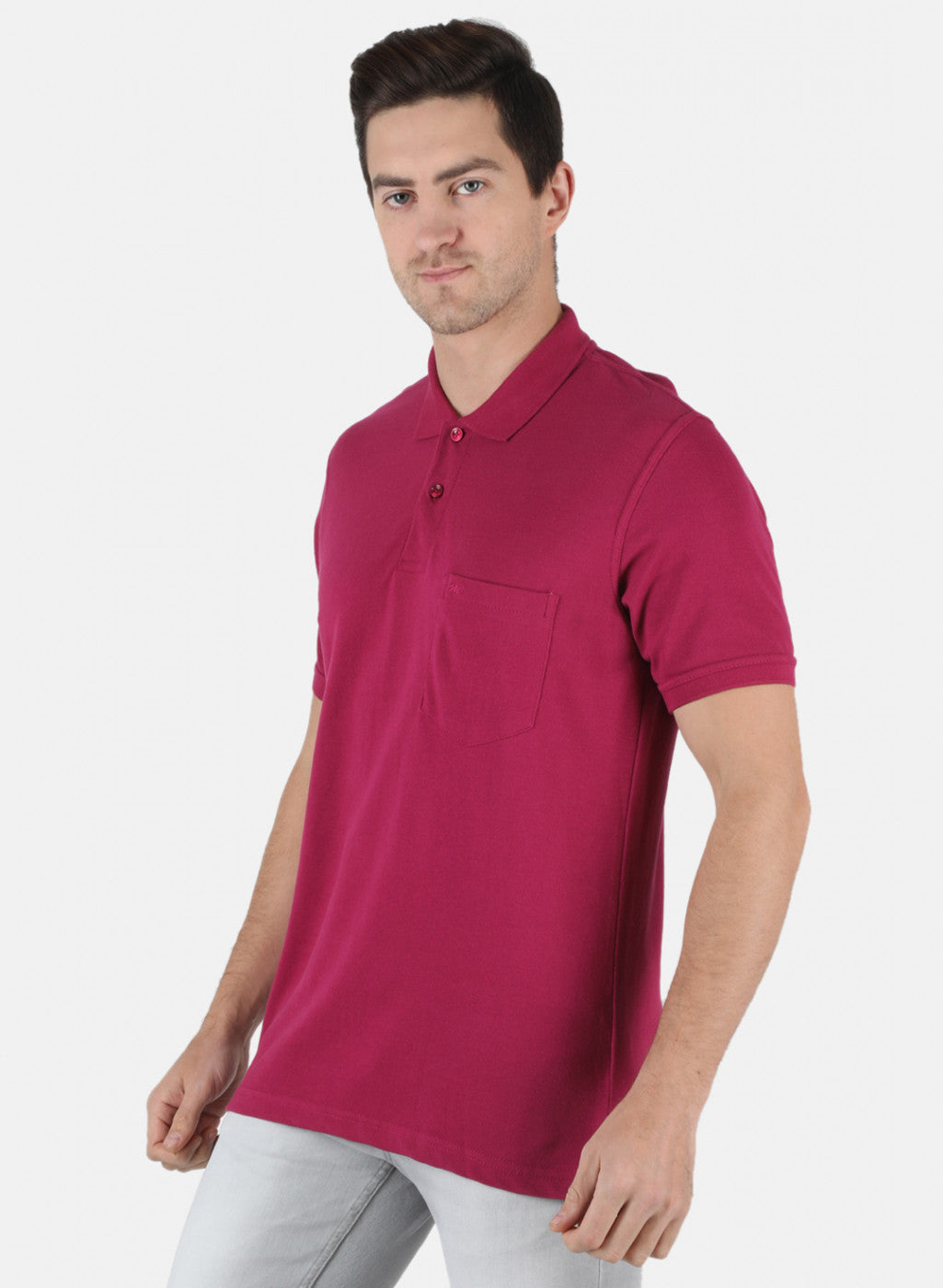 Men Pink Plain T-Shirt