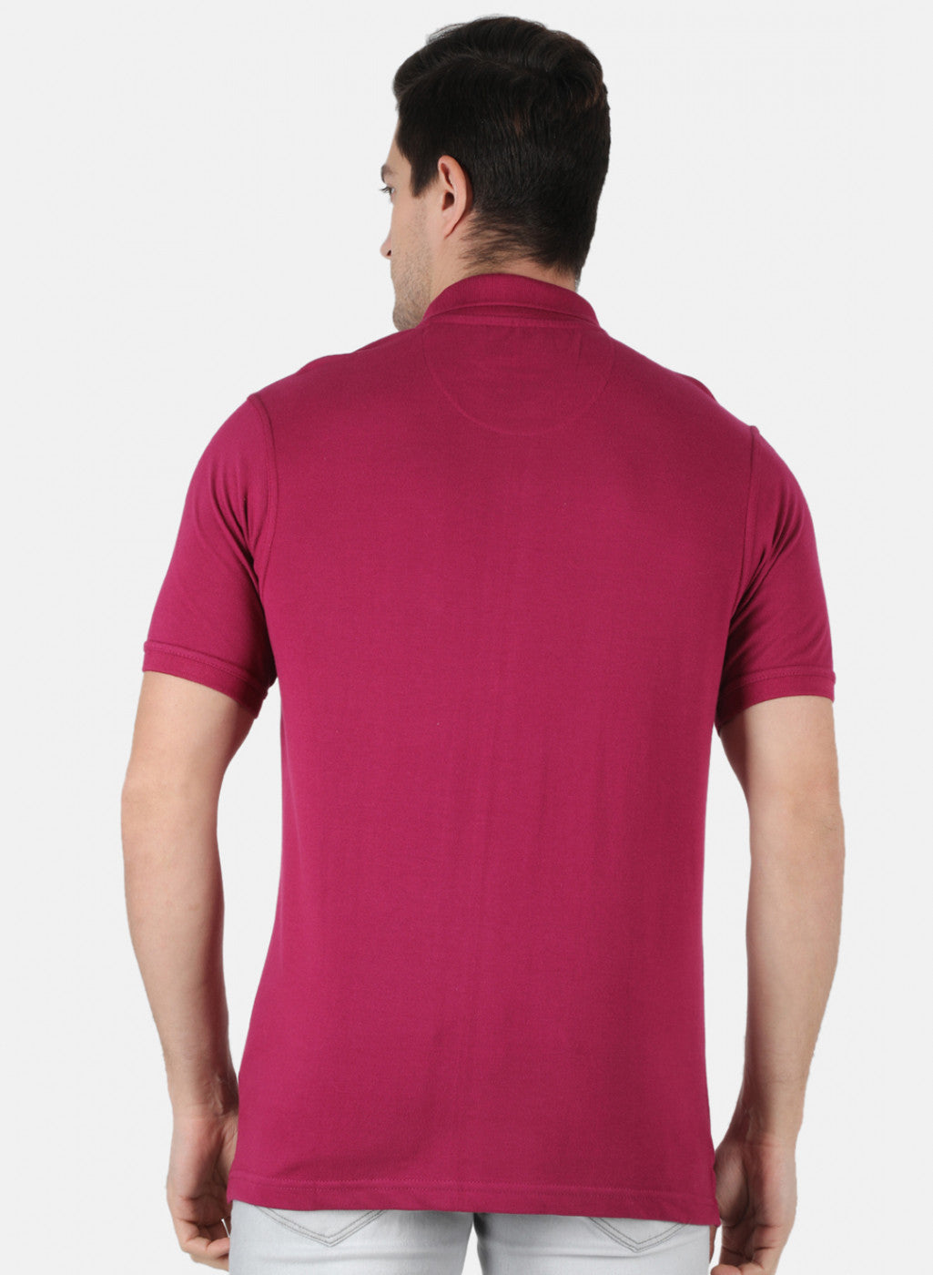 Men Pink Plain T-Shirt