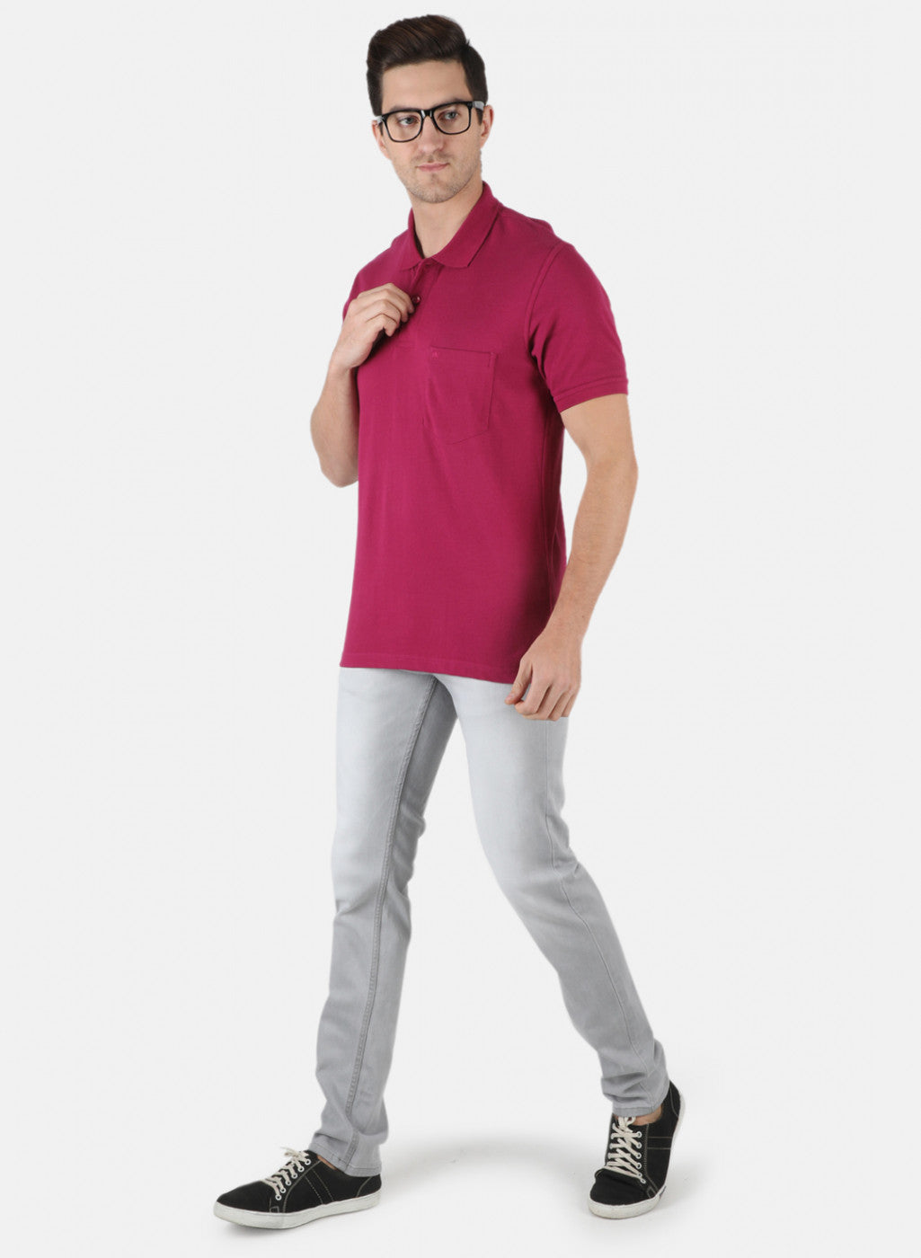 Men Pink Plain T-Shirt