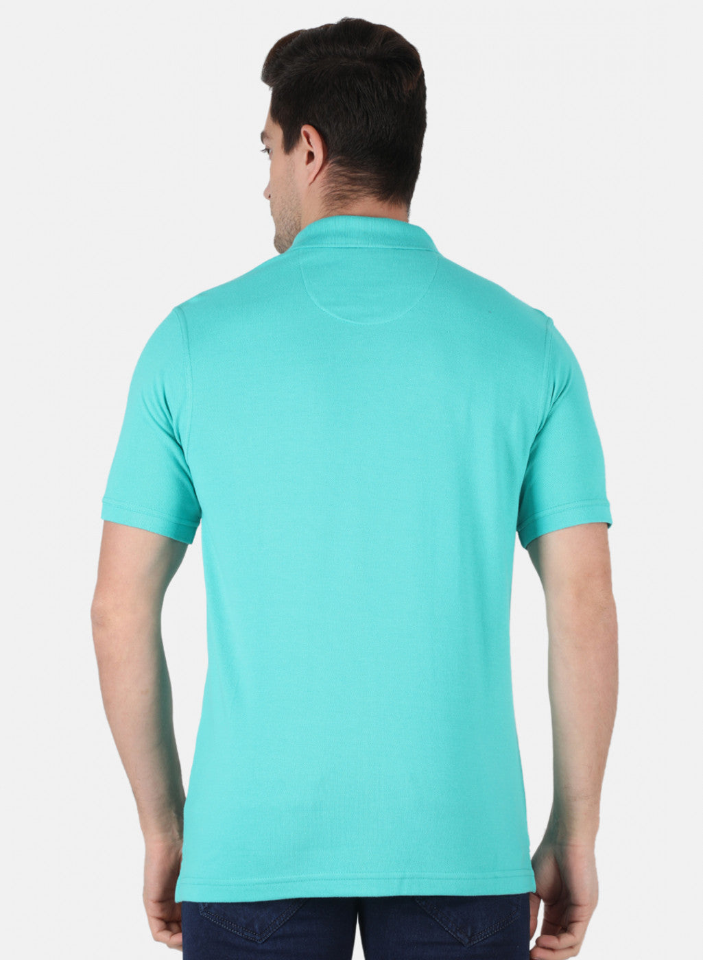 Men Sea Green Plain T-Shirt