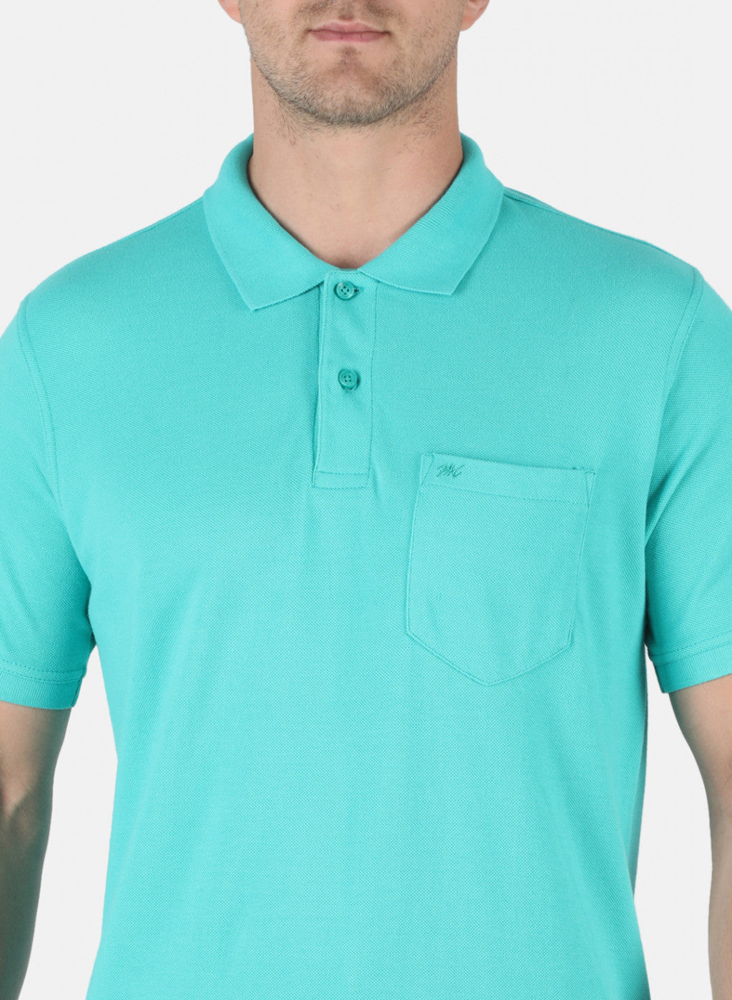 Men Sea Green Plain T-Shirt