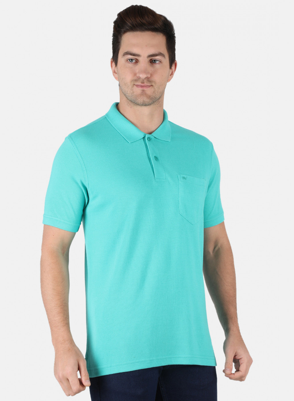 Men Sea Green Plain T-Shirt