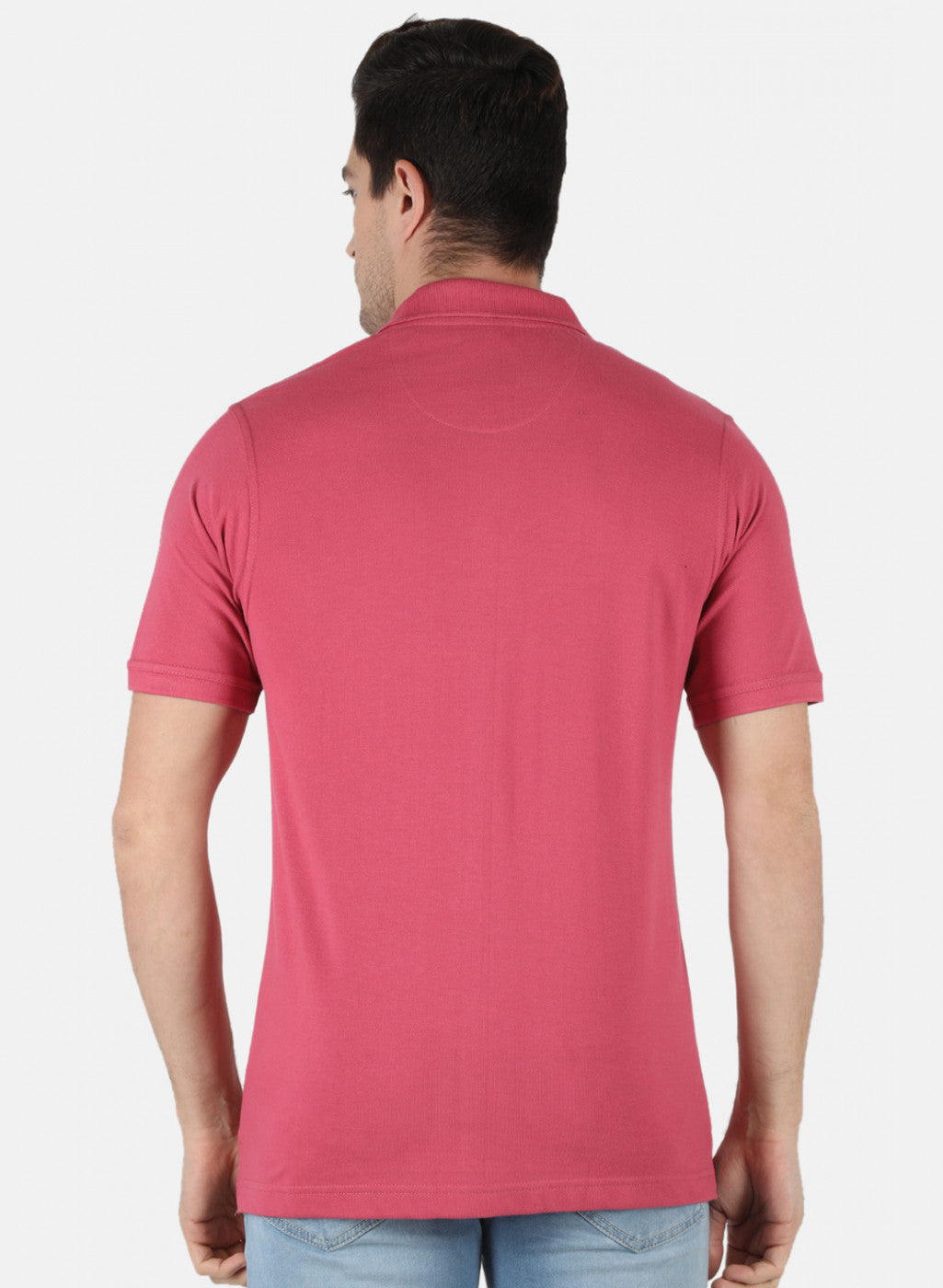 Men Pink Plain T-Shirt