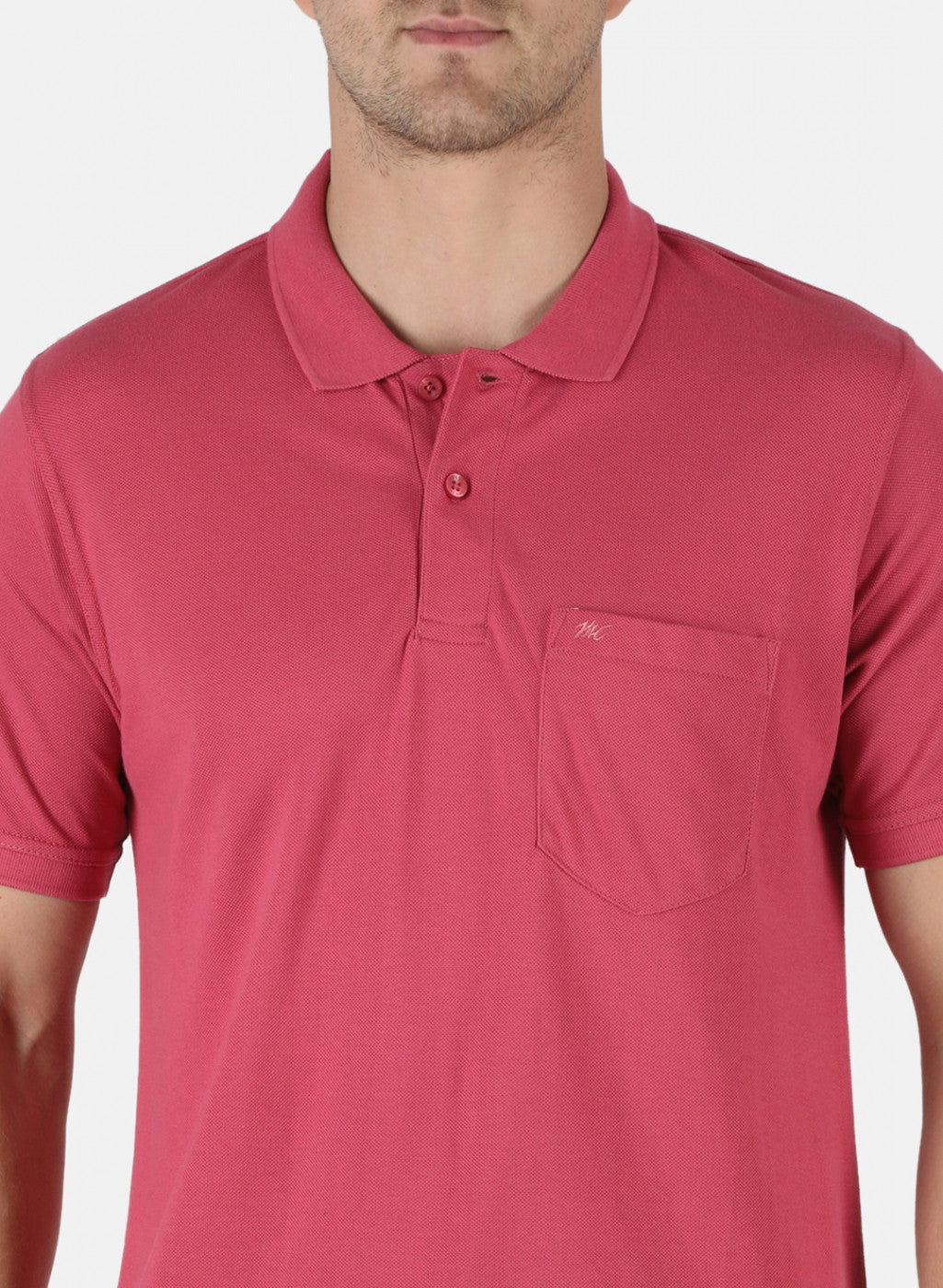 Men Pink Plain T-Shirt