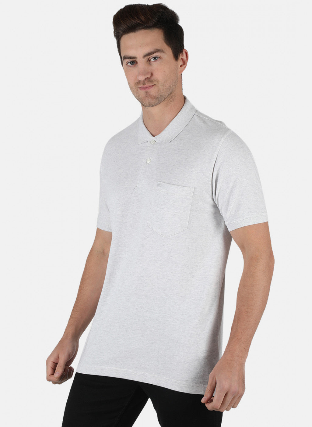 Men Grey Plain T-Shirt