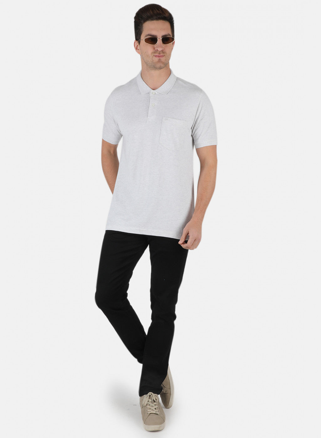 Men Grey Plain T-Shirt