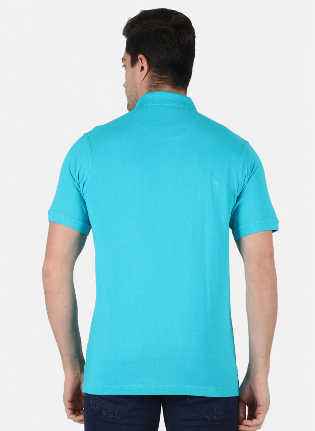 Men Turquoise Blue Plain T-Shirt