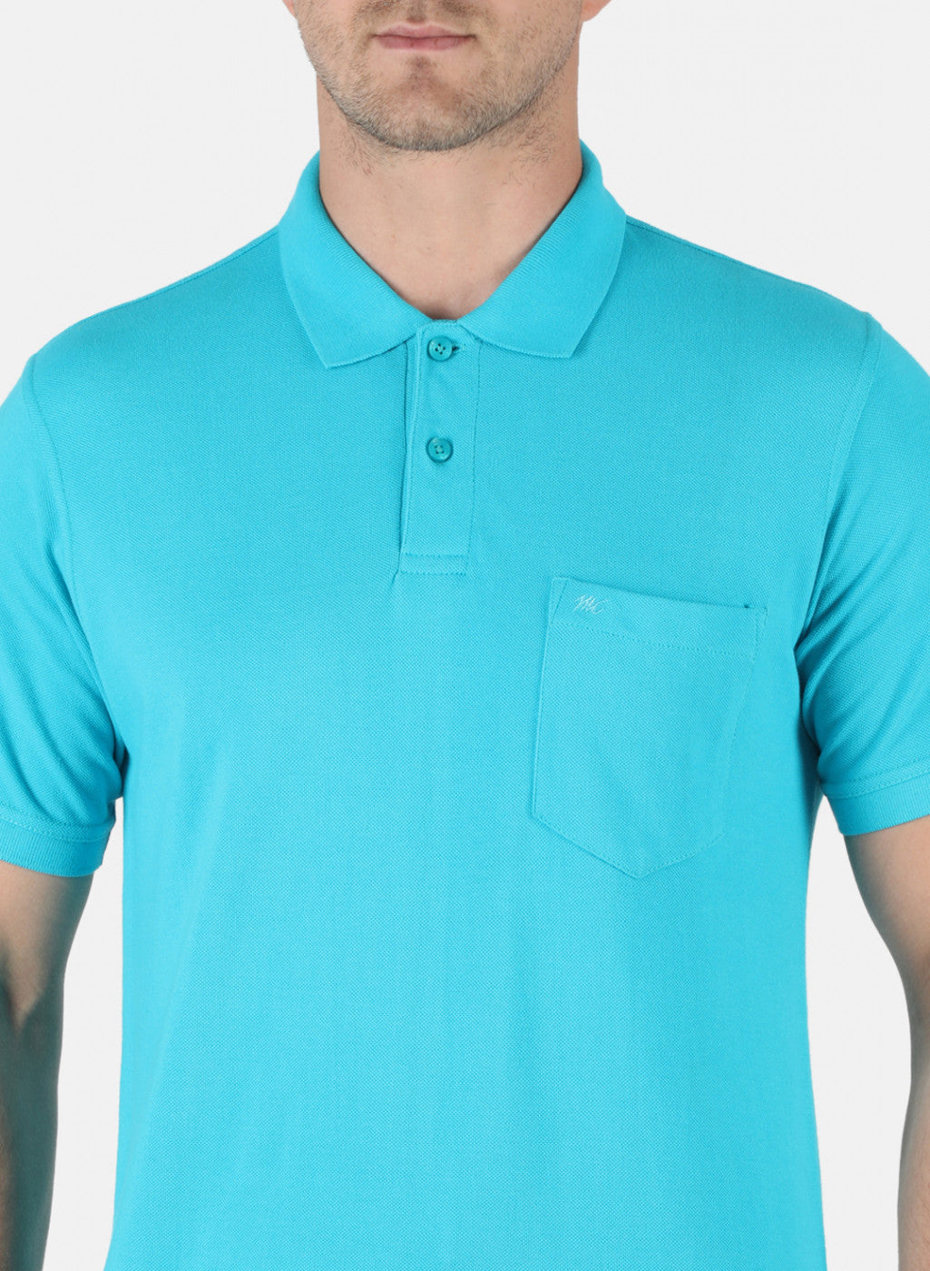 Men Turquoise Blue Plain T-Shirt