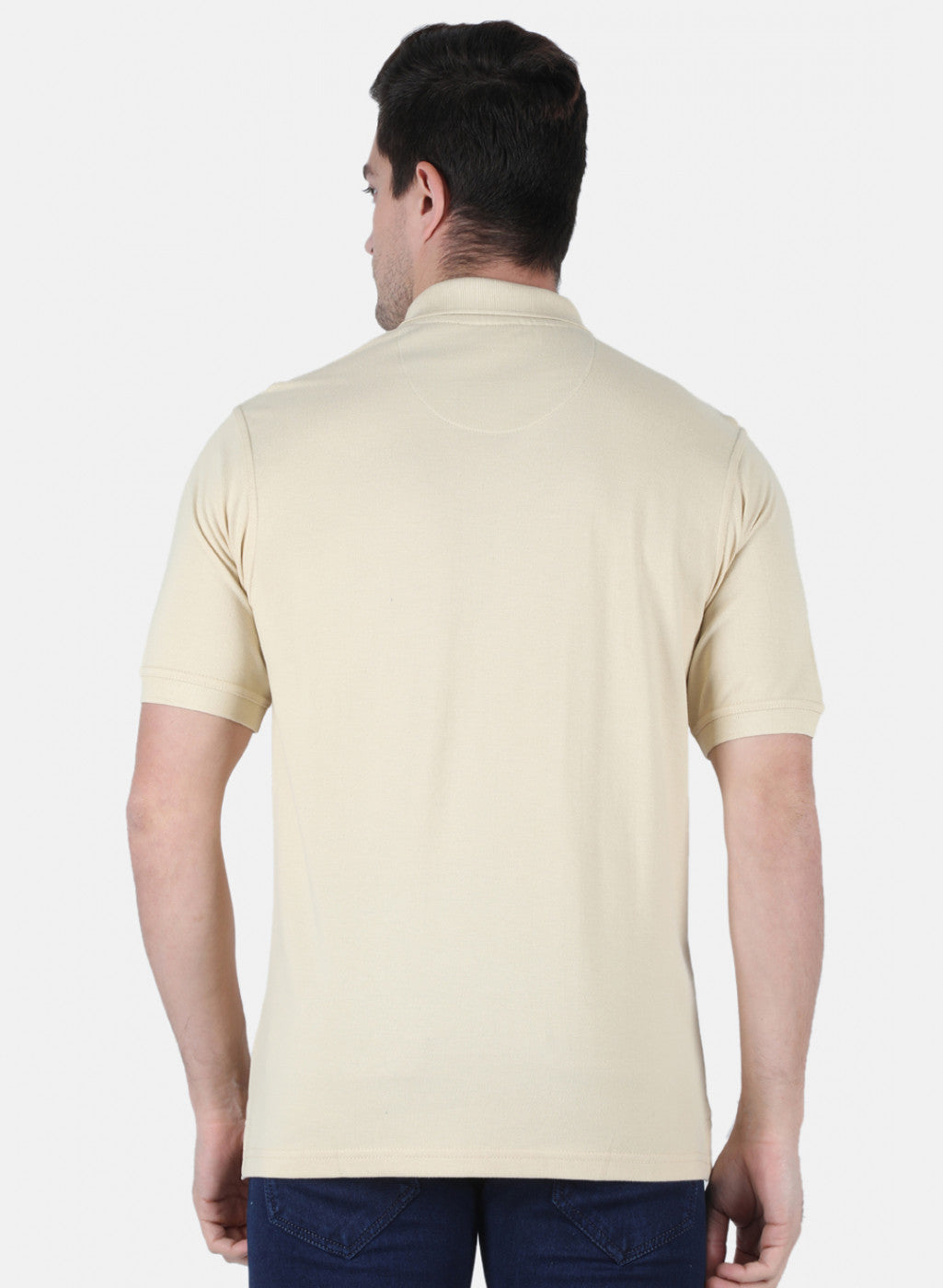 Men Beige Plain T-Shirt