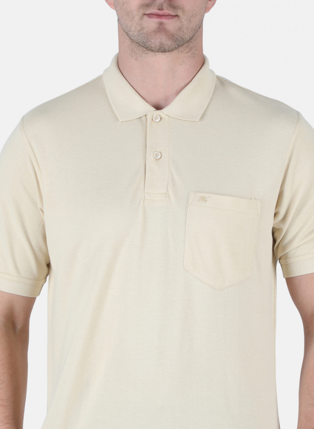 Men Beige Plain T-Shirt