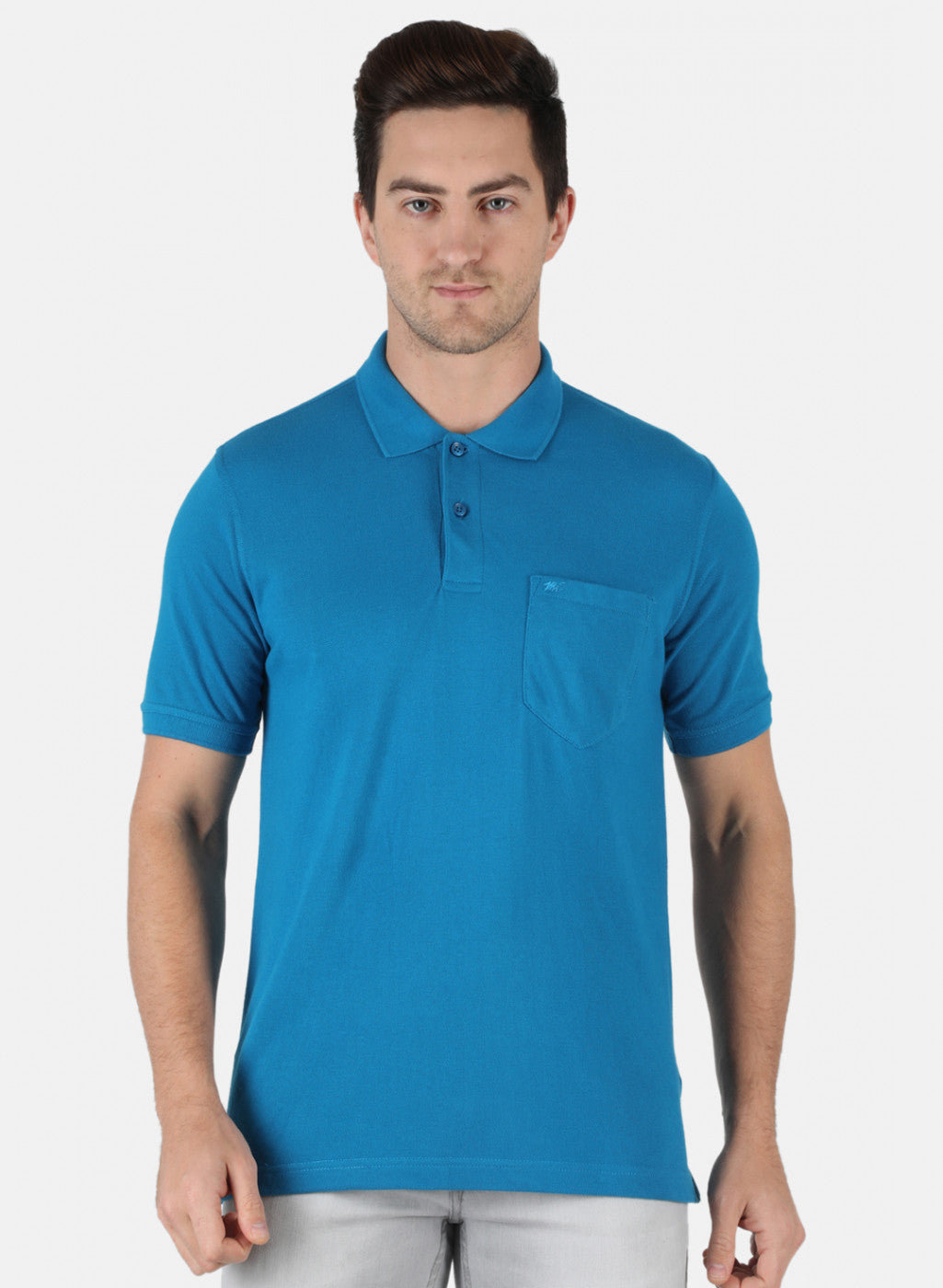 Men Blue Plain T-Shirt