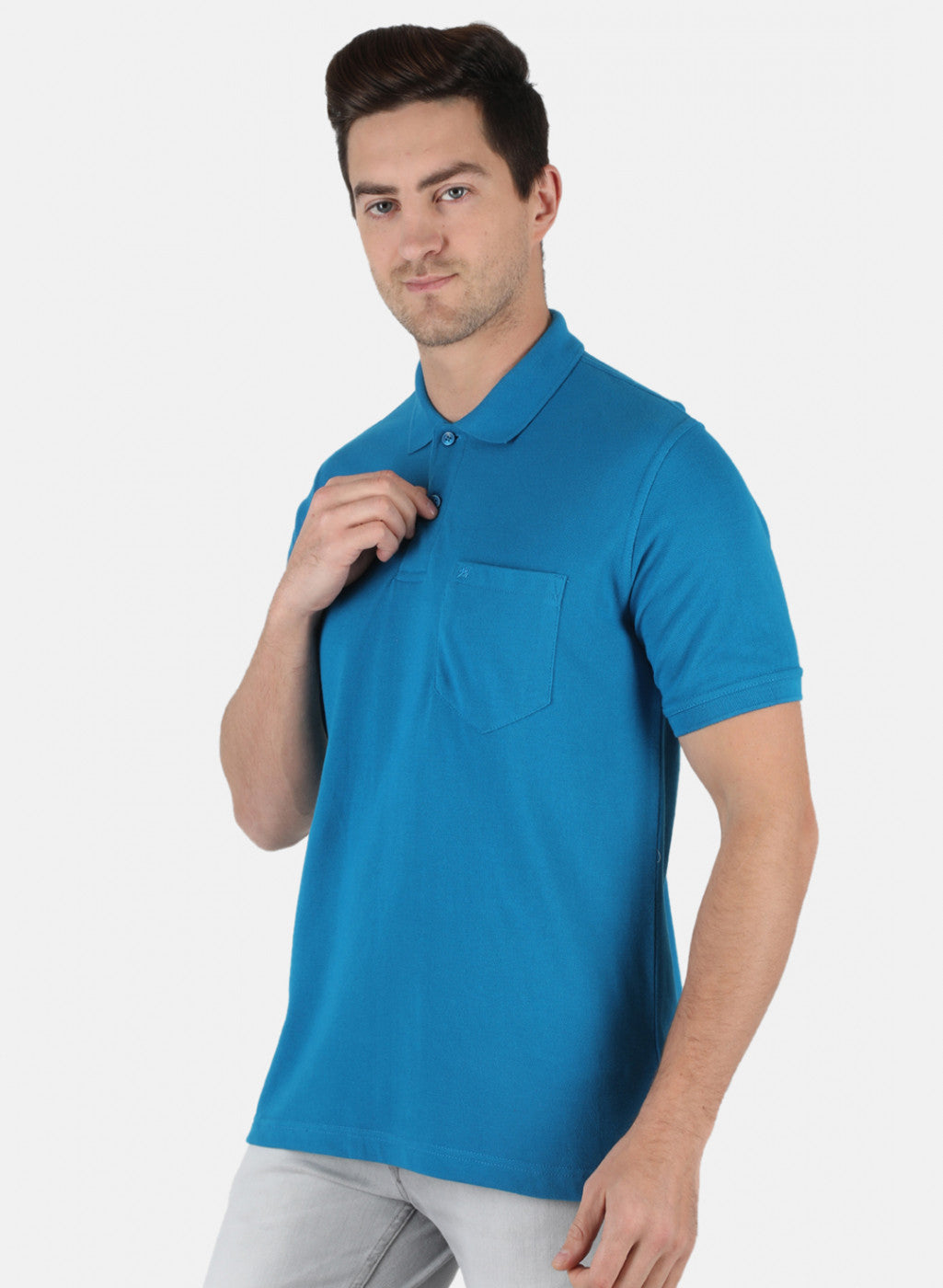 Men Blue Plain T-Shirt