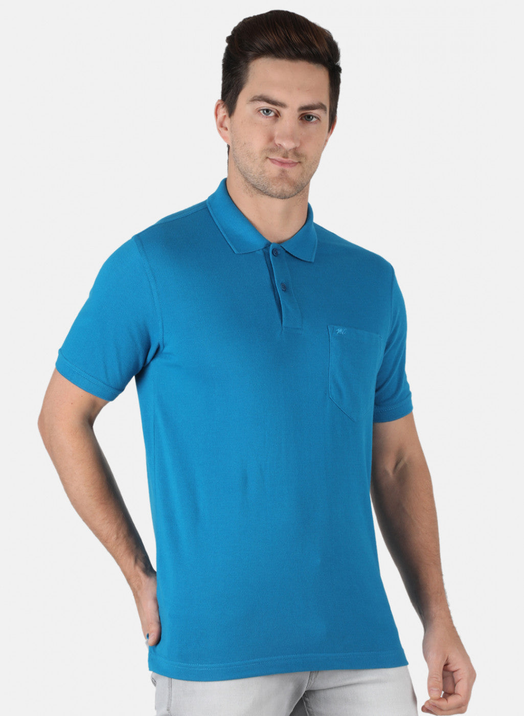 Men Blue Plain T-Shirt