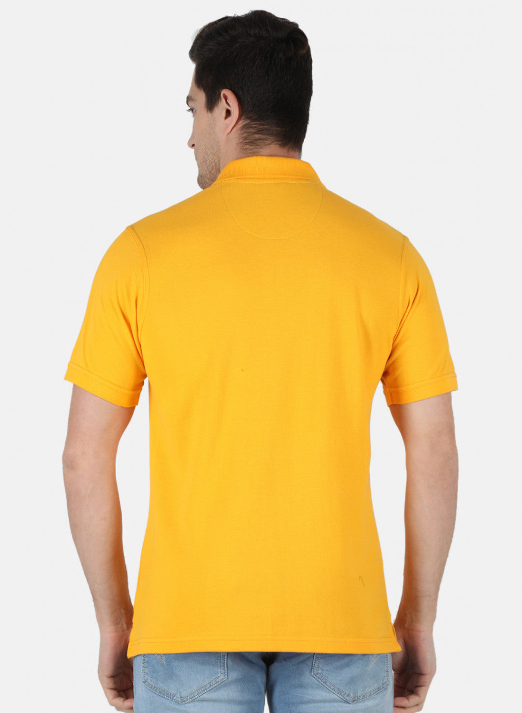 Men Mustard Plain T-Shirt